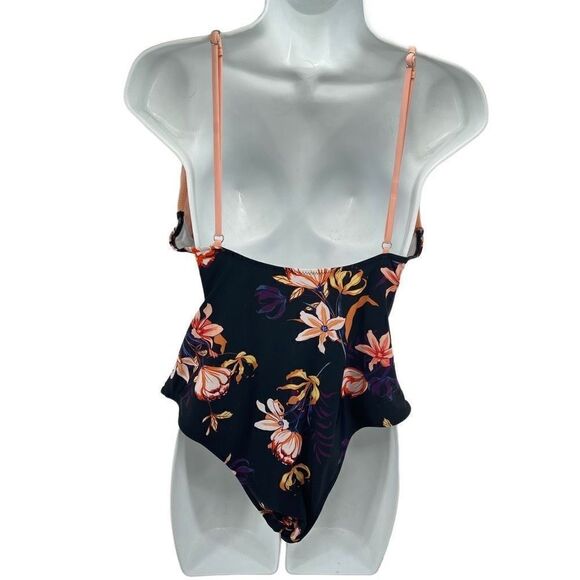 Cupshe Womens One Piece Swimsuit Cutout Front Tropical Pink Black Size XL - Picture 4 of 10